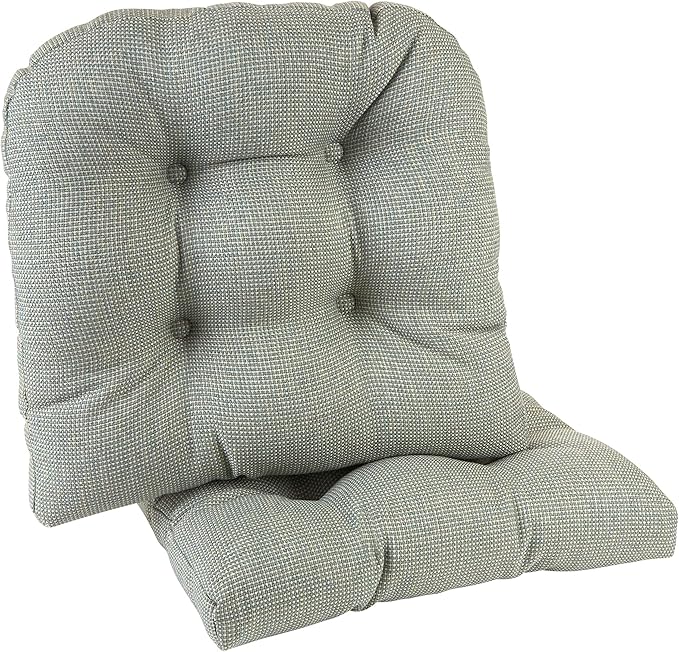 Klear Vu Gripper Overstuffed Universal Non-Slip Dining Chair Cushions for Kitchen Decor or Office Use, U-Shaped Skid-Proof Seat Pad, 17x17 Inches, 2 Count (Pack of 1), Solid Spa Green