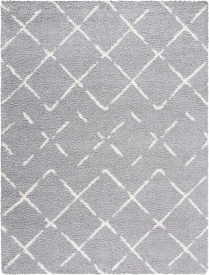 SAFAVIEH Area Rug 11x15 - Arizona Shag Collection - Large - Grey & Ivory, Moroccan Design, Non-Shedding & Easy to Clean, Ideal for Living Room, Bedroom, Dining Space (ASG743D)