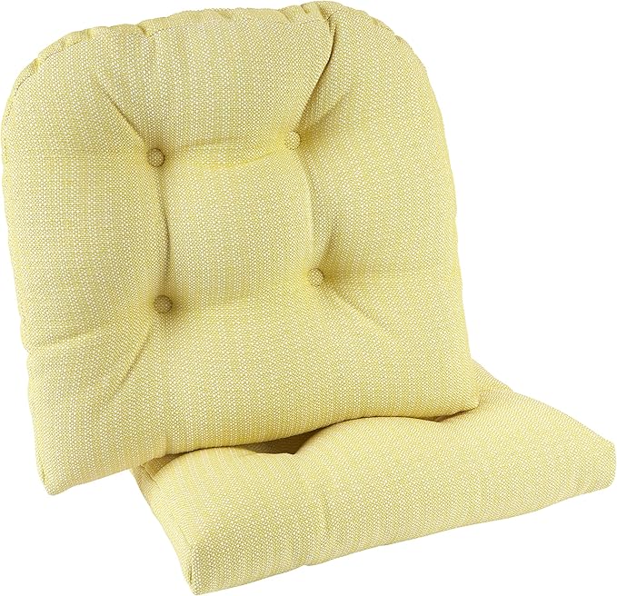 Klear Vu Gripper Overstuffed Universal Non-Slip Dining Chair Cushions for Kitchen Decor or Office Use, U-Shaped Skid-Proof Seat Pad, 17x17 Inches, 2 Count (Pack of 1), Solid Yellow