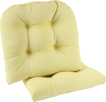 Klear Vu Gripper Overstuffed Universal Non-Slip Dining Chair Cushions for Kitchen Decor or Office Use, U-Shaped Skid-Proof Seat Pad, 17x17 Inches, 2 Count (Pack of 1), Solid Yellow