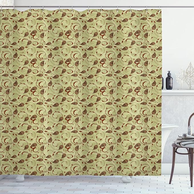 Ambesonne Paisley Shower Curtain, Modern Design of Classic Eastern Leafy Motif by Ambesonne