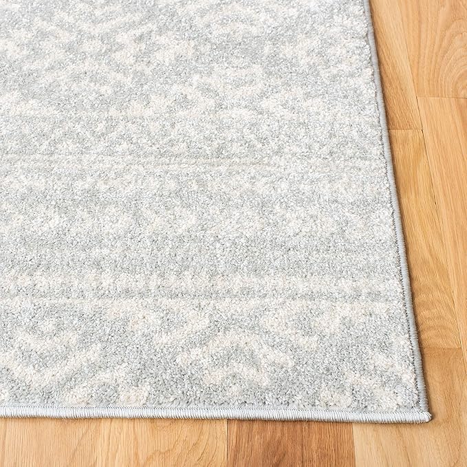 SAFAVIEH Tulum Collection Accent Rug - 2' x 5', Light Grey & Ivory, Moroccan Boho Tribal Design, Non-Shedding & Easy to Clean, Ideal for Front Door, Kitchen, Entryway, Foyer (TUL272F)