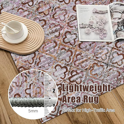 RUGSURE Washable Area Rugs, 4' x 6' - 1/6 Thick - Stain & Water Resistant Non-Slip - Perfect Resistant Rug for Living Room, Bedroom, Nursery, Pet & Child Friendly, Vibrant Colors Rugs, Purple