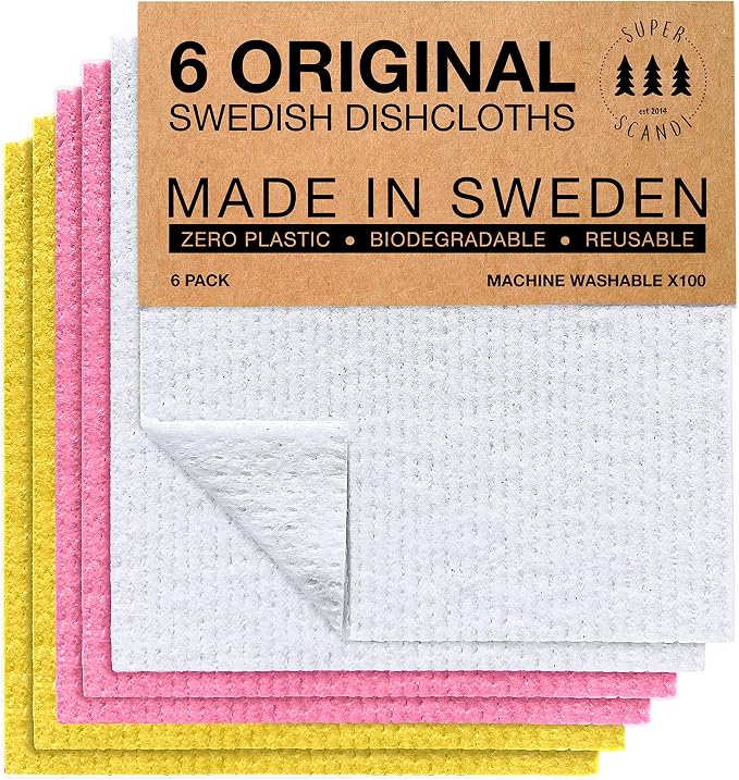 SUPERSCANDI 6 Pack Swedish Dishcloths by SUPERSCANDI