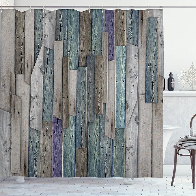 Ambesonne Rustic Shower Curtain, Vintage Wood Barn House Door Nail Country by Ambesonne