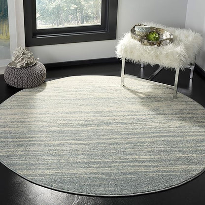 SAFAVIEH Adirondack Collection Area Rug - 9' Round, Slate & Cream, Modern Ombre Design, Non Shedding & Easy to Clean, Ideal for Living Room, Bedroom, Office, Dining Space (ADR113T)
