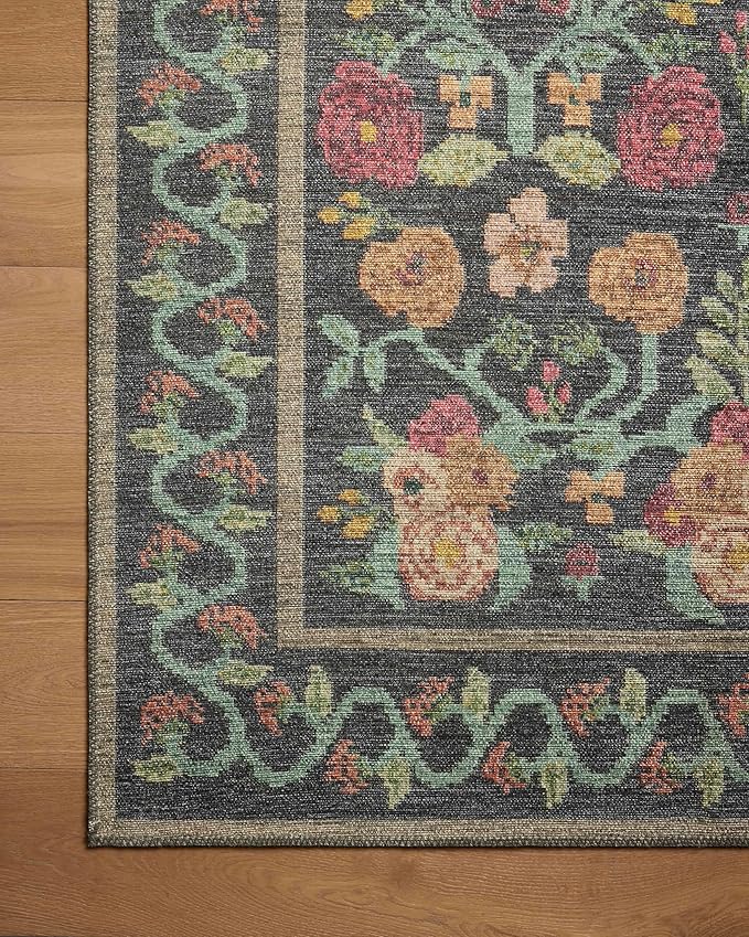 Loloi Rifle Paper Co. Rosa Collection RSA-01 Black 2'-3" x 3'-9" Accent Rug