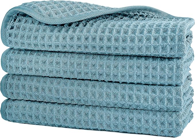 POLYTE 430 GSM Microfiber Lint Free Washcloth Face Towel, 13 x 13 in, 4 Pack by Polyte