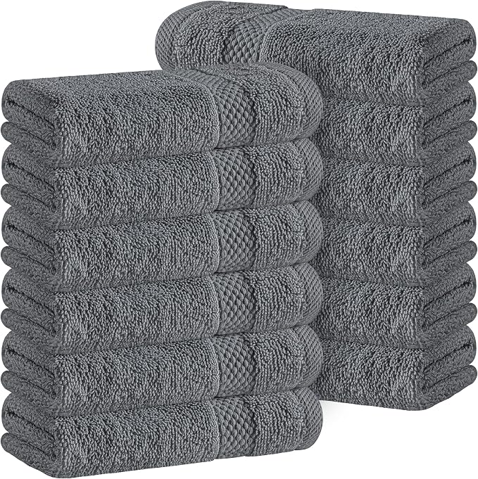 White Classic Luxury Cotton Washcloths 13x13 Inch by WhiteClassic