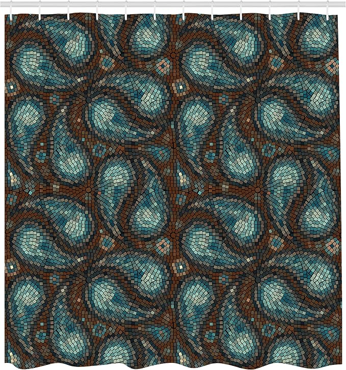 Ambesonne Paisley Shower Curtain, Modern Mosaic Like Circled Design - Image 2