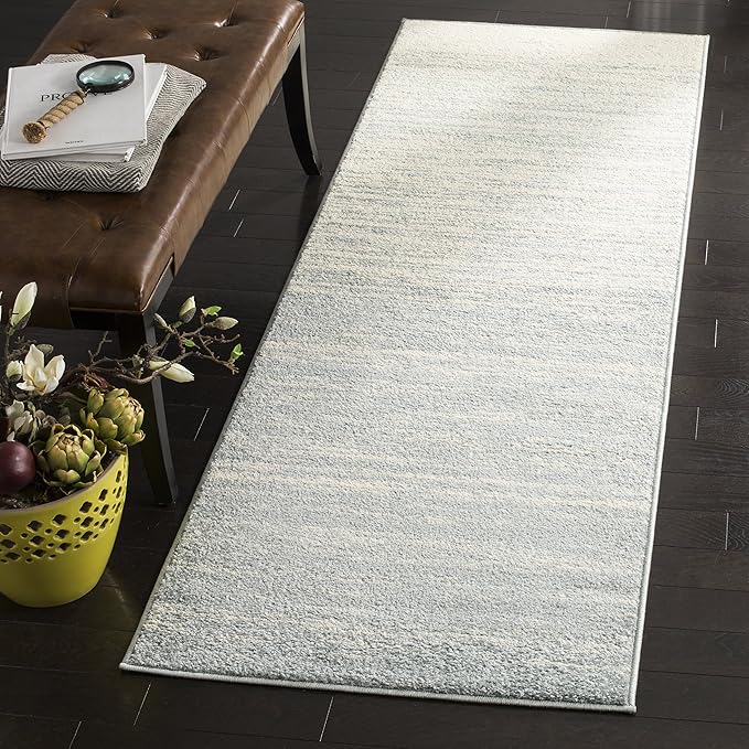 SAFAVIEH Adirondack Collection Runner Rug - 2'6" x 22', Slate & Cream, Modern Ombre Design, Non Shedding & Easy to Clean, Ideal for Hallway, Foyer, Kitchen, Entryway, Bedroom (ADR113T)