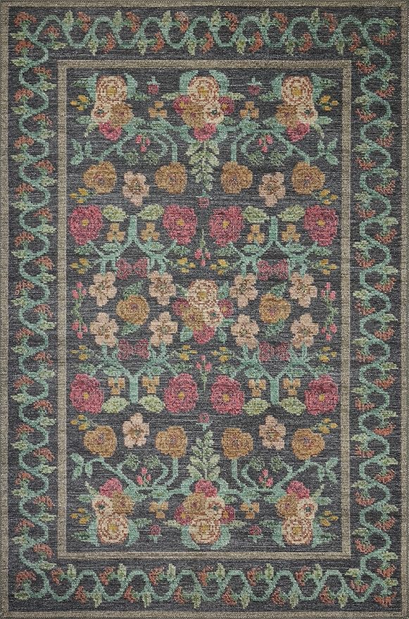 Loloi Rifle Paper Co. Rosa Collection RSA-01 Black 2'-3" x 3'-9" Accent Rug