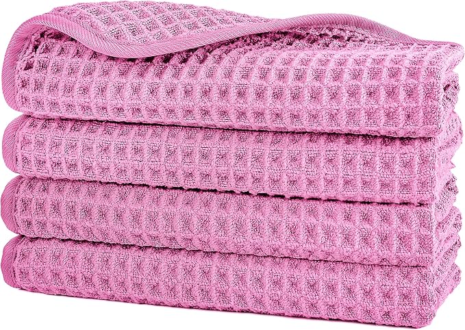 POLYTE 430 GSM Microfiber Lint Free Washcloth Face Towel, 13 x 13 in, 4 Pack by Polyte