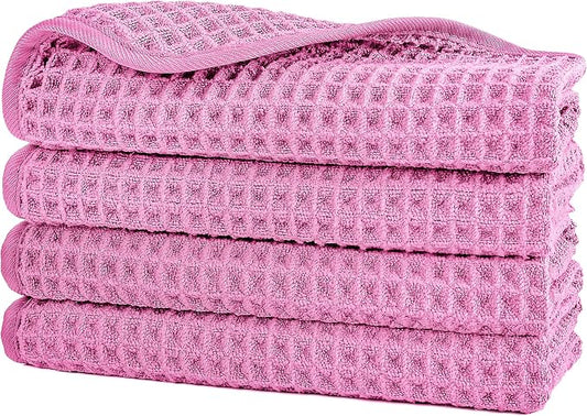 POLYTE 430 GSM Microfiber Lint Free Washcloth Face Towel, 13 x 13 in, 4 Pack by Polyte