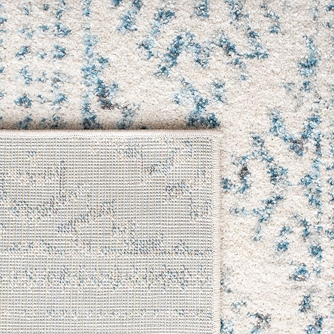 SAFAVIEH Tulum Collection Runner Rug - 2' x 15', Ivory & Turquoise, Moroccan Boho Tribal Design, Non-Shedding & Easy to Clean, Ideal for Living Room, Hallway, Foyer, Bedroom (TUL272E)