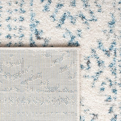 SAFAVIEH Tulum Collection Runner Rug - 2' x 15', Ivory & Turquoise, Moroccan Boho Tribal Design, Non-Shedding & Easy to Clean, Ideal for Living Room, Hallway, Foyer, Bedroom (TUL272E)
