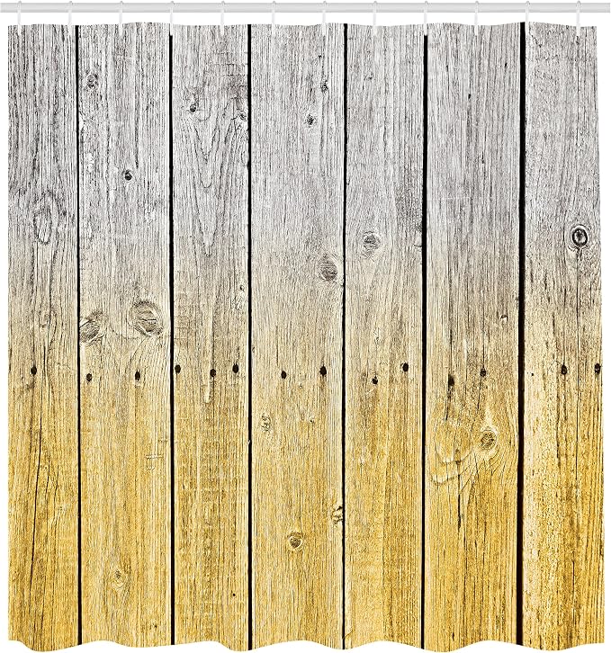 Ambesonne Rustic Shower Curtain, Wood Panels Background Digital Tones Effect - Image 2