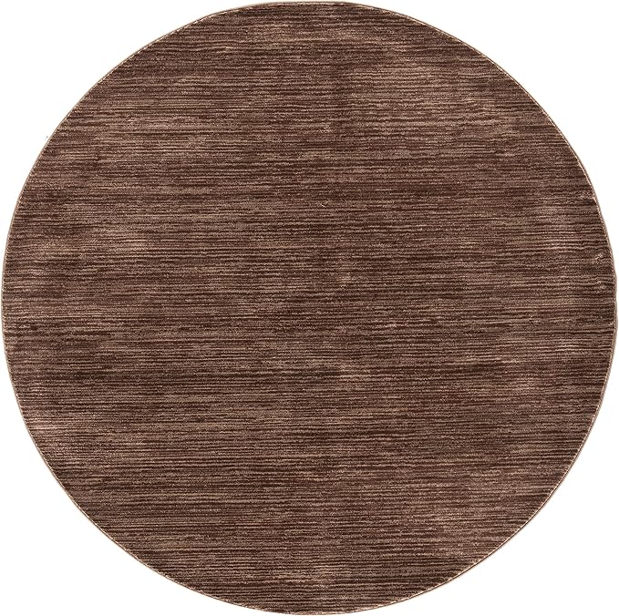 SAFAVIEH Vision Collection Area Rug - 8' Round, Brown, Modern Ombre Design, Non-Shedding & Easy to Clean, Ideal for Living Room, Bedroom, Dining Space (VSN606E)