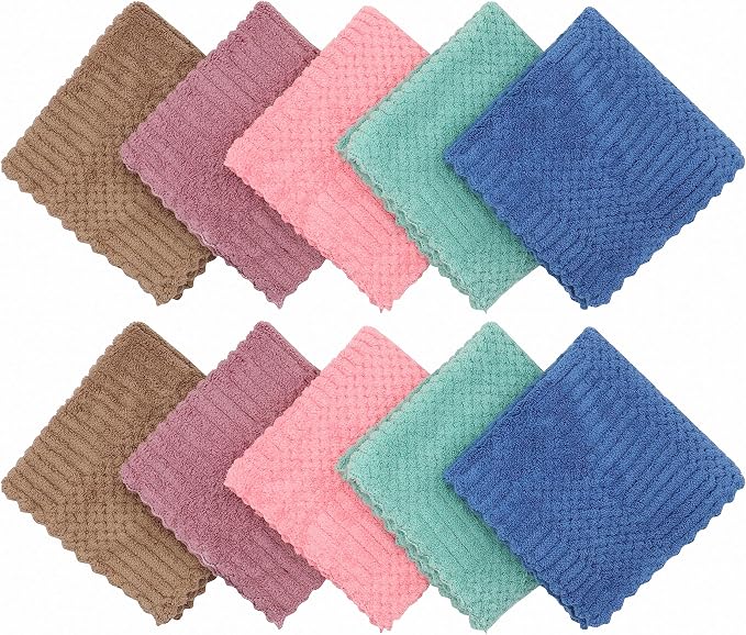 Microfiber Cleaning Cloth Lint Free Cleaning Rags, 10 Pack Fast Drying Dish Rags - Image 2