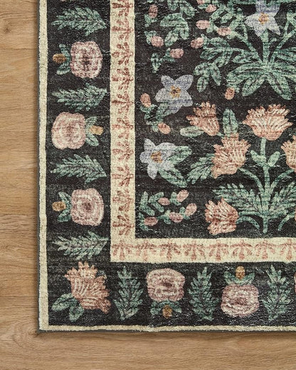 Loloi Rifle Paper Co. Eden Collection EDE-02 Mughal Garden Black 2'-6" x 11'-6" Runner Rug feat. CloudPile™