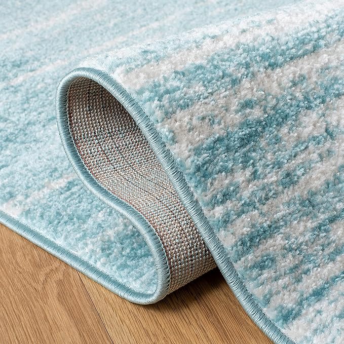 SAFAVIEH Adirondack Collection Area Rug - 6'7" Square, Aqua & Ivory, Modern Ombre Design, Non Shedding & Easy to Clean, Ideal for Living Room, Bedroom, Office, Dining Space (ADR113J)
