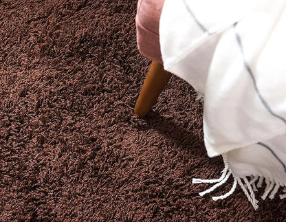 Unique Loom Solid Shag Collection Area Rug (2' 6" x 16' 5" Runner, Chocolate Brown)
