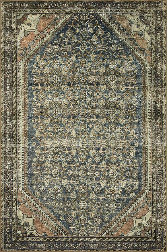 Loloi Magnolia Home by Joanna Gaines Banks Collection BAN-02 Denim/Clay 2'-3" x 3'-9" .13" Pile Height, Machine Washable, Accent Rug