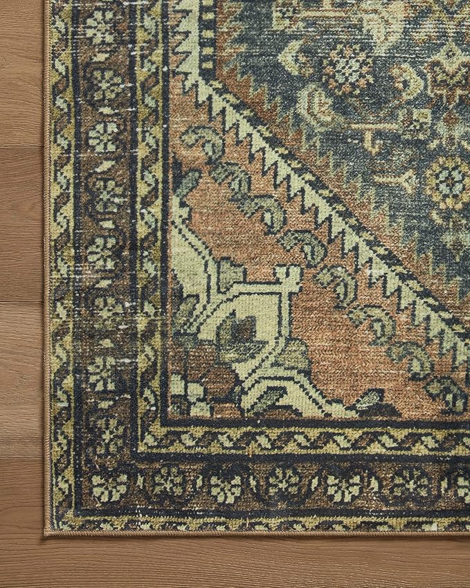 Loloi Magnolia Home by Joanna Gaines Banks Collection BAN-02 Denim/Clay 2'-3" x 3'-9" .13" Pile Height, Machine Washable, Accent Rug