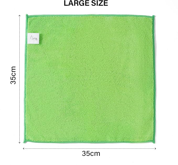 Ninia Microfiber Cleaning Cloths, 12 Pack Green 35x35cm, 350 GSM Thick & - Image 2