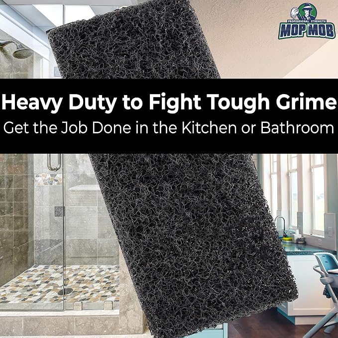 Heavy Duty XL Black Scouring Pad 5 Pack. 10 x 4.5in Large Multipurpose Nylon - Image 4