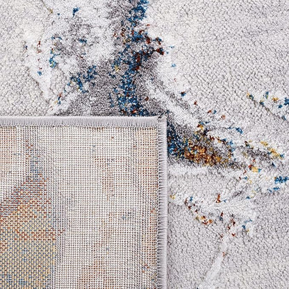 SAFAVIEH Amelia Collection Area Rug - 9' x 12', Grey & Blue Gold, Modern Abstract Design, Non-Shedding & Easy Care, Ideal for High Traffic Areas in Living Room, Bedroom (ALA293M)