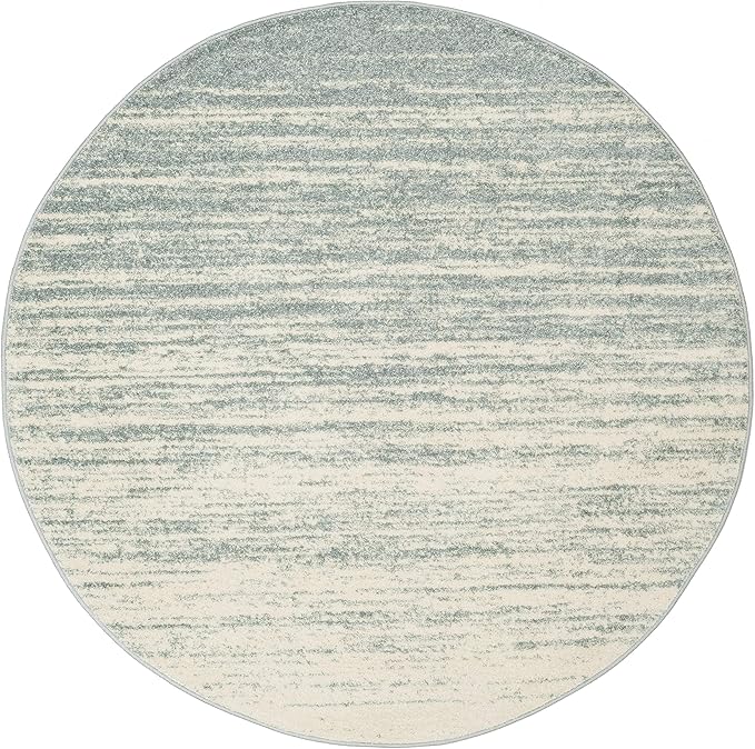 SAFAVIEH Adirondack Collection Area Rug - 9' Round, Slate & Cream, Modern Ombre Design, Non Shedding & Easy to Clean, Ideal for Living Room, Bedroom, Office, Dining Space (ADR113T)