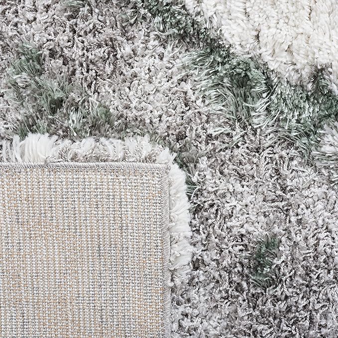SAFAVIEH Horizon Shag Collection Accent Rug - 3' x 5', Grey & Green, Non-Shedding & Easy Care, 2.6-inch Thick Ideal for High Traffic Areas in Entryway, Living Room, Bedroom (HZN890Y)