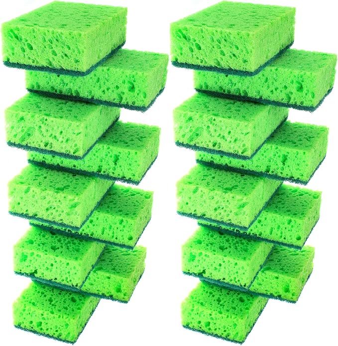Green Multi Use Scrub Sponge. Made in Europe. 18 Pk, 4.3x2.8x1.4 inches. by Okleen