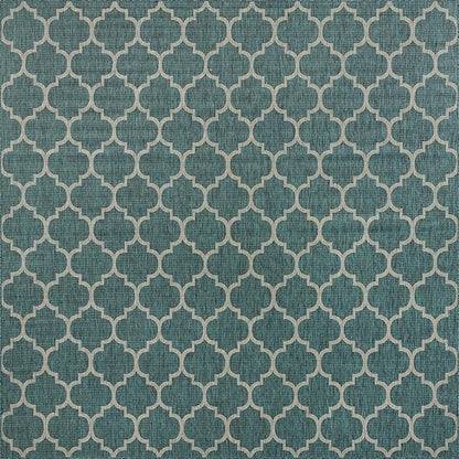 Unique Loom Outdoor Trellis Collection Area Rug - Trellis (Square 13' 0" x 13' 0", Teal/ Gray)