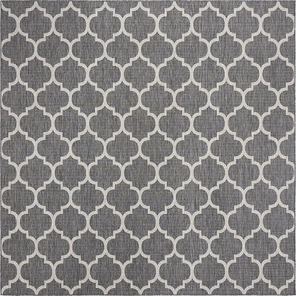 Unique Loom Outdoor Trellis Collection Area Rug - Trellis (Square 10' 8" x 10' 8", Black/ Ivory)