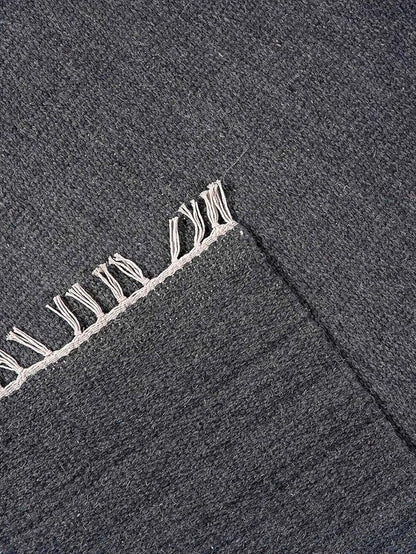 Rugsotic Carpets Hand Woven Flat Weave Kilim Wool ECO-Friendly Area Rugs - 6'x6', Square Shape, Charcoal Color, Solid Plain Design, Low Pile Handmade Area Rugs for Living Room, Bed Room (D00111)