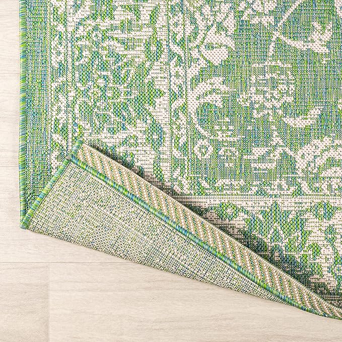 JONATHAN Y Weave Floral Indoor Outdoor Area Rug 5X8 Cream/Green, Tela Bohemian Textured for Backyard, Patio, Porch, Easy-Cleaning, High Traffic, Pet-Friendly, Non-Shedding (SMB100F-5)