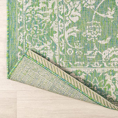 JONATHAN Y Weave Floral Indoor Outdoor Area Rug 5X8 Cream/Green, Tela Bohemian Textured for Backyard, Patio, Porch, Easy-Cleaning, High Traffic, Pet-Friendly, Non-Shedding (SMB100F-5)