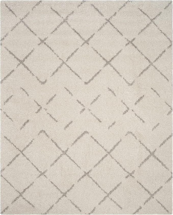 SAFAVIEH Area Rug 10x14 - Arizona Shag Collection - Large - Ivory & Beige, Moroccan Boho Design, Non-Shedding & Easy to Clean, Ideal for Living Room, Bedroom, Dining Space (ASG743A)