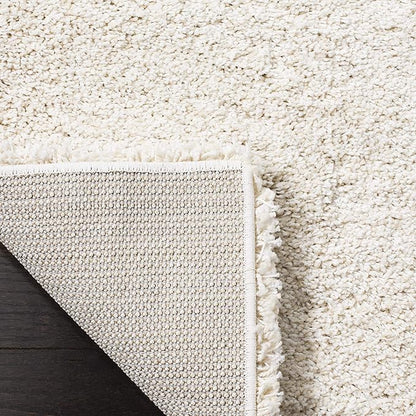 SAFAVIEH Milan Shag Collection Area Rug - 4' Square, Ivory, Solid Design, Non-Shedding & Easy Care, 2-inch Thick Ideal for High Traffic Areas in Living Room, Bedroom (SG180-1212)