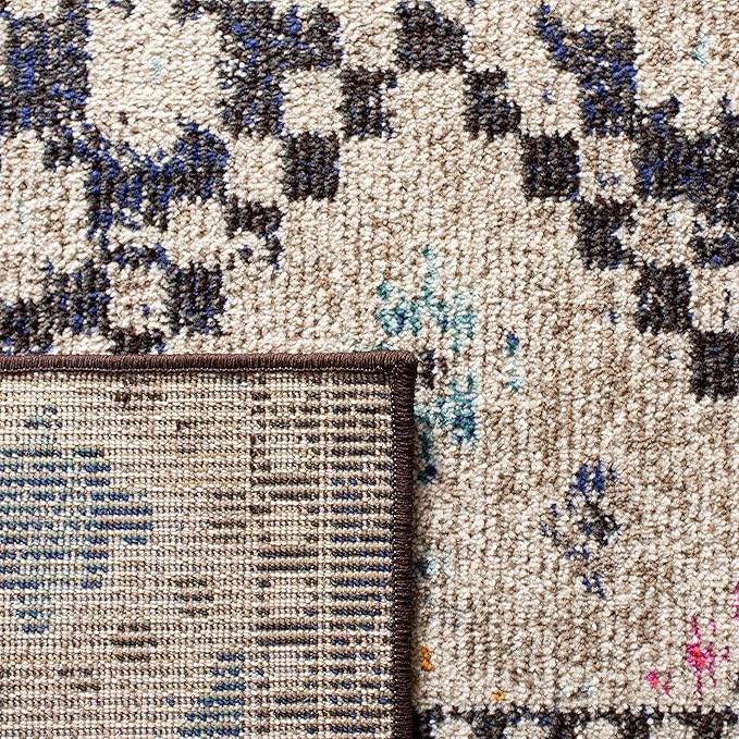 SAFAVIEH Area Rug 8x10 - Madison Collection - Large - Black & Yellow, Boho Diamond Distressed Design, Non-Shedding & Easy Cleaning, Ideal for Living Room, Bedroom, Office, Dining Space (MAD418Z)