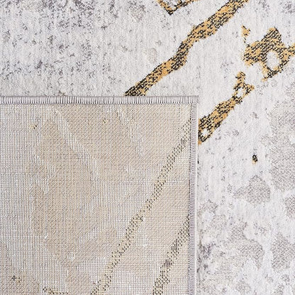 SAFAVIEH Amelia Collection Accent Rug - 4'5" x 6'5", Grey & Gold, Modern Abstract Design, Non-Shedding & Easy Care, Ideal for High Traffic Areas in Entryway, Living Room, Bedroom (ALA293G)