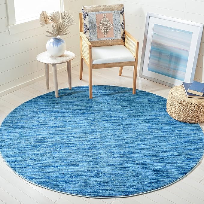SAFAVIEH Vision Collection Accent Rug - 3' Round, Blue, Modern Ombre Design, Non-Shedding & Easy to Clean, Ideal for Foyer, Entryway, Bedroom, Accent Space (VSN606M-3R)