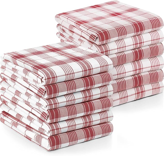 Utopia Towels Red & White Dish Towels 100% Ring Spun Cotton Highly Absorbent & by UTOPIATOWELS