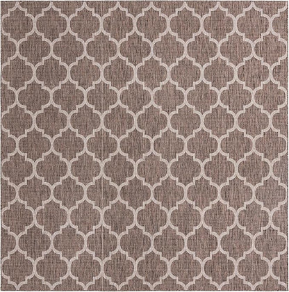 Unique Loom Outdoor Trellis Collection Area Rug - Trellis (Square 10' 8" x 10' 8", Brown/ Ivory)