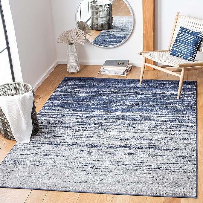SAFAVIEH Adirondack Collection Accent Rug - 4'5" x 6'5", Navy & Grey, Modern Ombre Design, Non Shedding & Easy to Clean, Ideal for Living Room, Bedroom, Office, Dining Space (ADR113E)