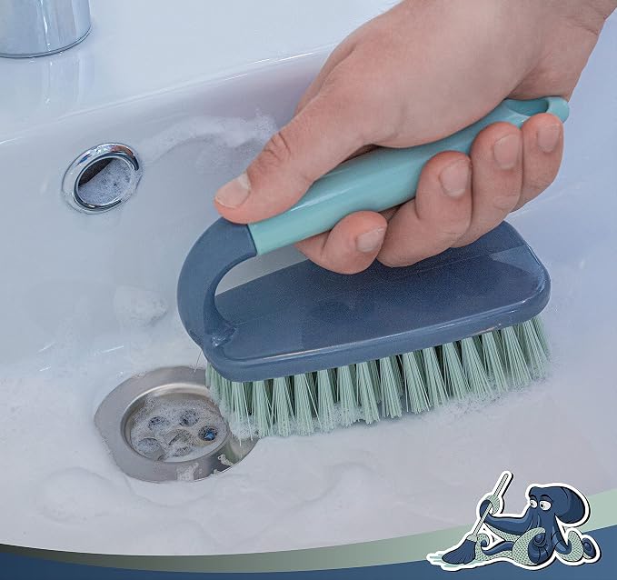 Scrub Brush | Shower Cleaning Brush | Comfort Grip & Stiff Flexible Bristles | - Image 4