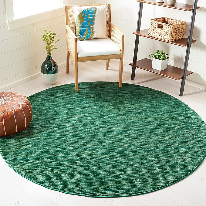 SAFAVIEH Vision Collection Area Rug - 6'7" Round, Dark Green, Modern Ombre Design, Non-Shedding & Easy to Clean, Ideal for Living Room, Bedroom, Dining Space (VSN606Y)