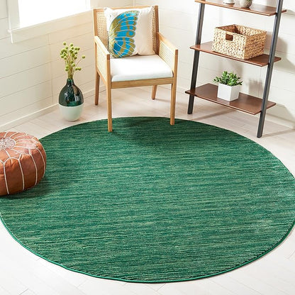 SAFAVIEH Vision Collection Area Rug - 6'7" Round, Dark Green, Modern Ombre Design, Non-Shedding & Easy to Clean, Ideal for Living Room, Bedroom, Dining Space (VSN606Y)